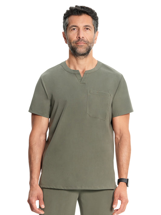 Men's 3-Pocket Cirrus Split Crew Neck Scrub Top - ML619 - Olive