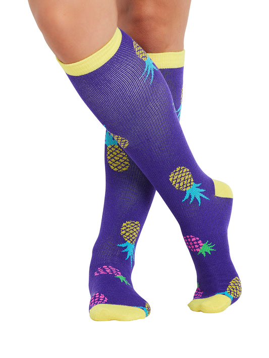 Women's 8-12 mmHg Support Socks - PRINTSUPPORT - Pineapple Toss