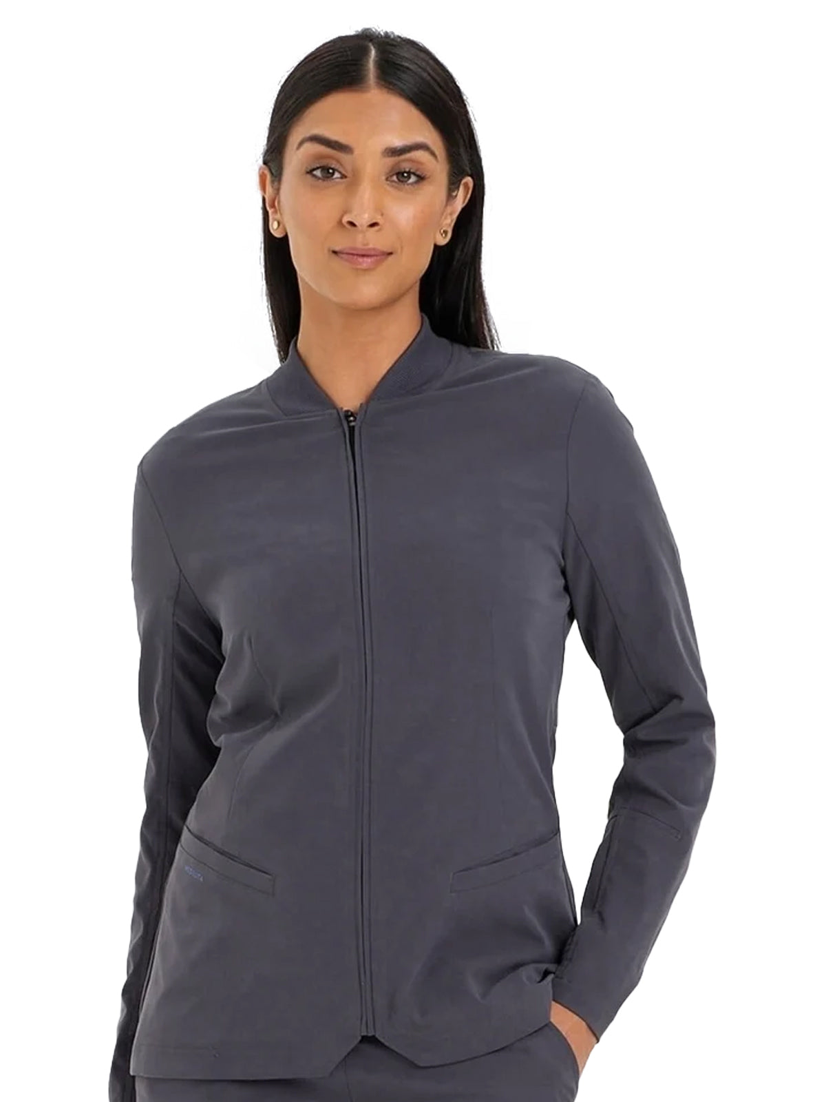 Women's 2-Pocket Kinetic Scrub Jacket - SJ11831 - Pewter