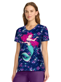 Women's 2-Pocket V-Neck Print Top - TF626 - Tale Of A Mermaid