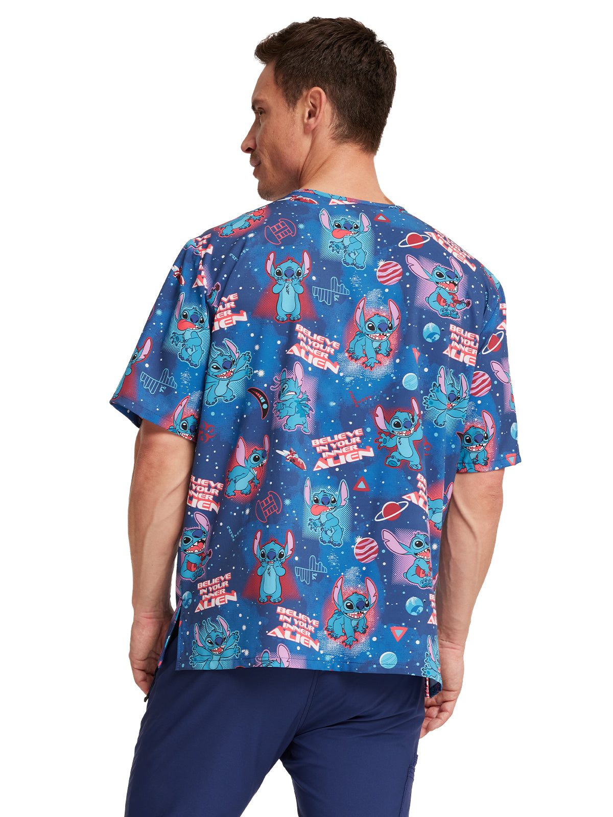 Unisex V-Neck Print Scrub Top - TF701 - Inner Alien