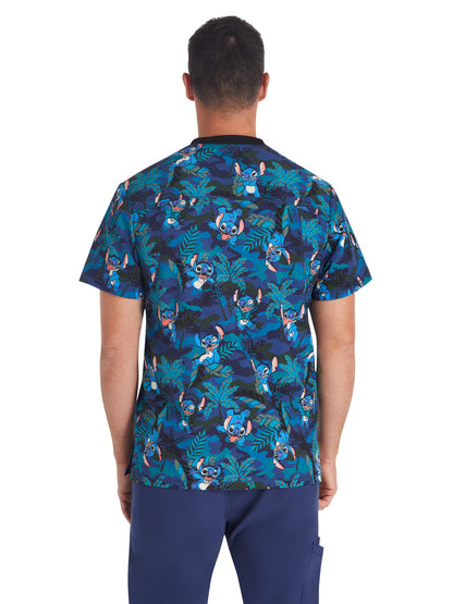 Men's 1-Pocket V-Neck Print Scrub Top - TF730 - Aloha Alien