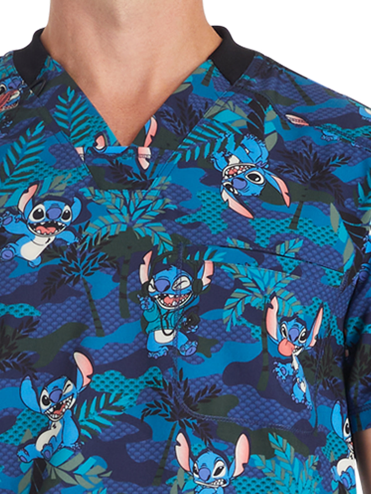 Men's 1-Pocket V-Neck Print Scrub Top - TF730 - Aloha Alien