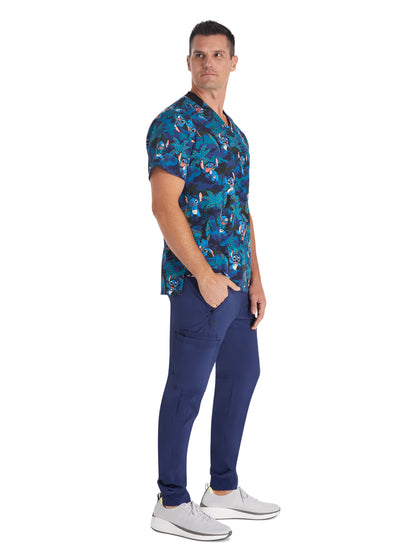 Men's 1-Pocket V-Neck Print Scrub Top - TF730 - Aloha Alien