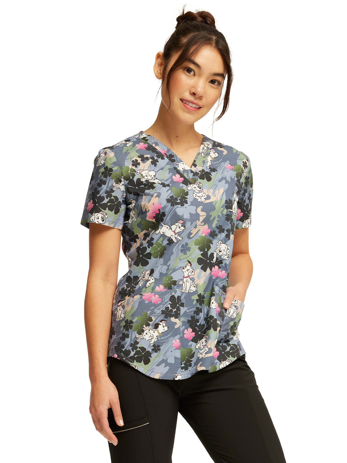 Women's V-Neck Print Top - TF736 - Plain Sight Puppies