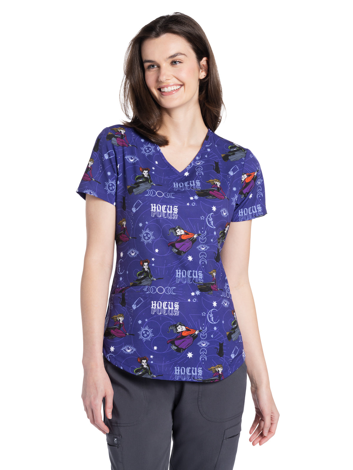 Women's V-Neck Print Top - TF737 - Moon Phase