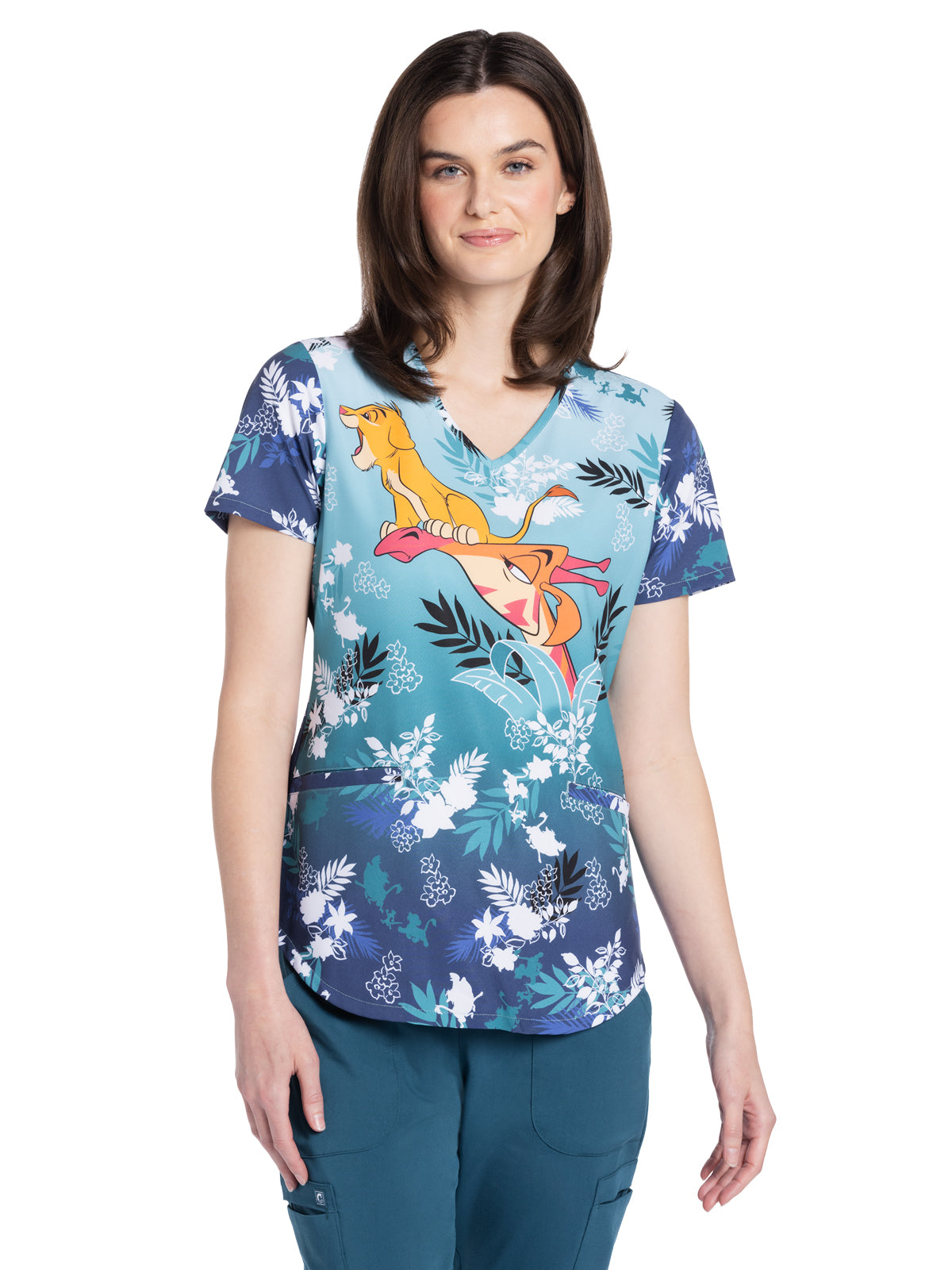 Women's V-Neck Print Top - TF737 - Top View