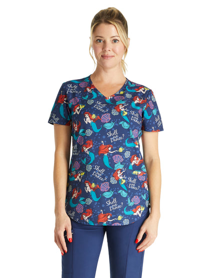 Women's V-Neck Print Top - TF737 - Shell We Dance