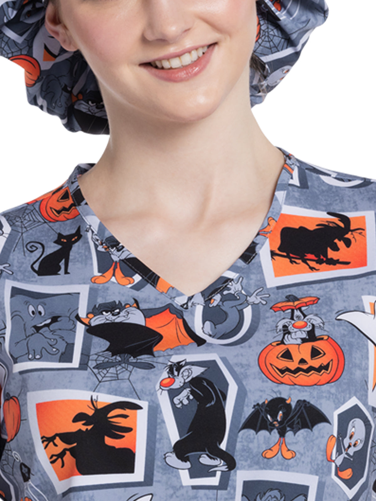 Women's V-Neck Print Top - TF737 - Tweety Fright