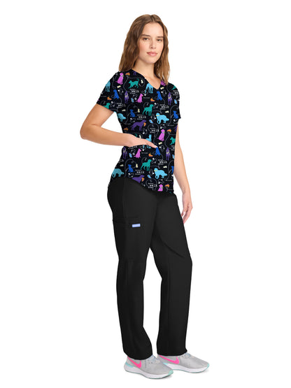 Women's V-Neck Print Top - TF737 - Walking Buddy