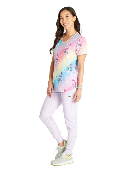 Women's V-Neck Print Top - TF737 - Magical Cat