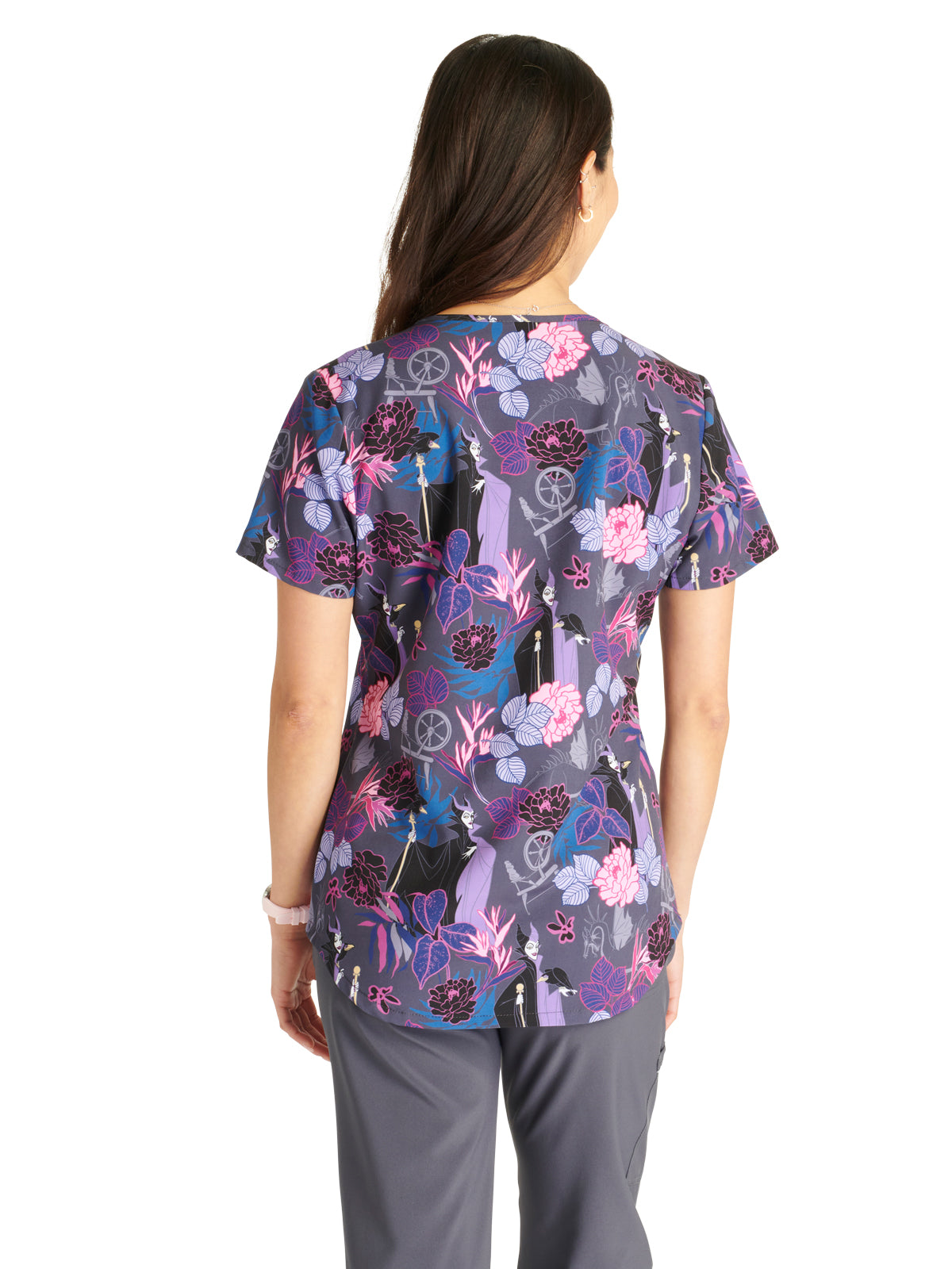 Women's V-Neck Print Top - TF737 - Dragon Flower