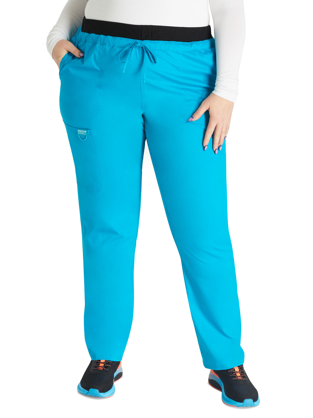 Women's 5-Pocket Tapered Leg Scrub Pant - WW105 - Azure Blue