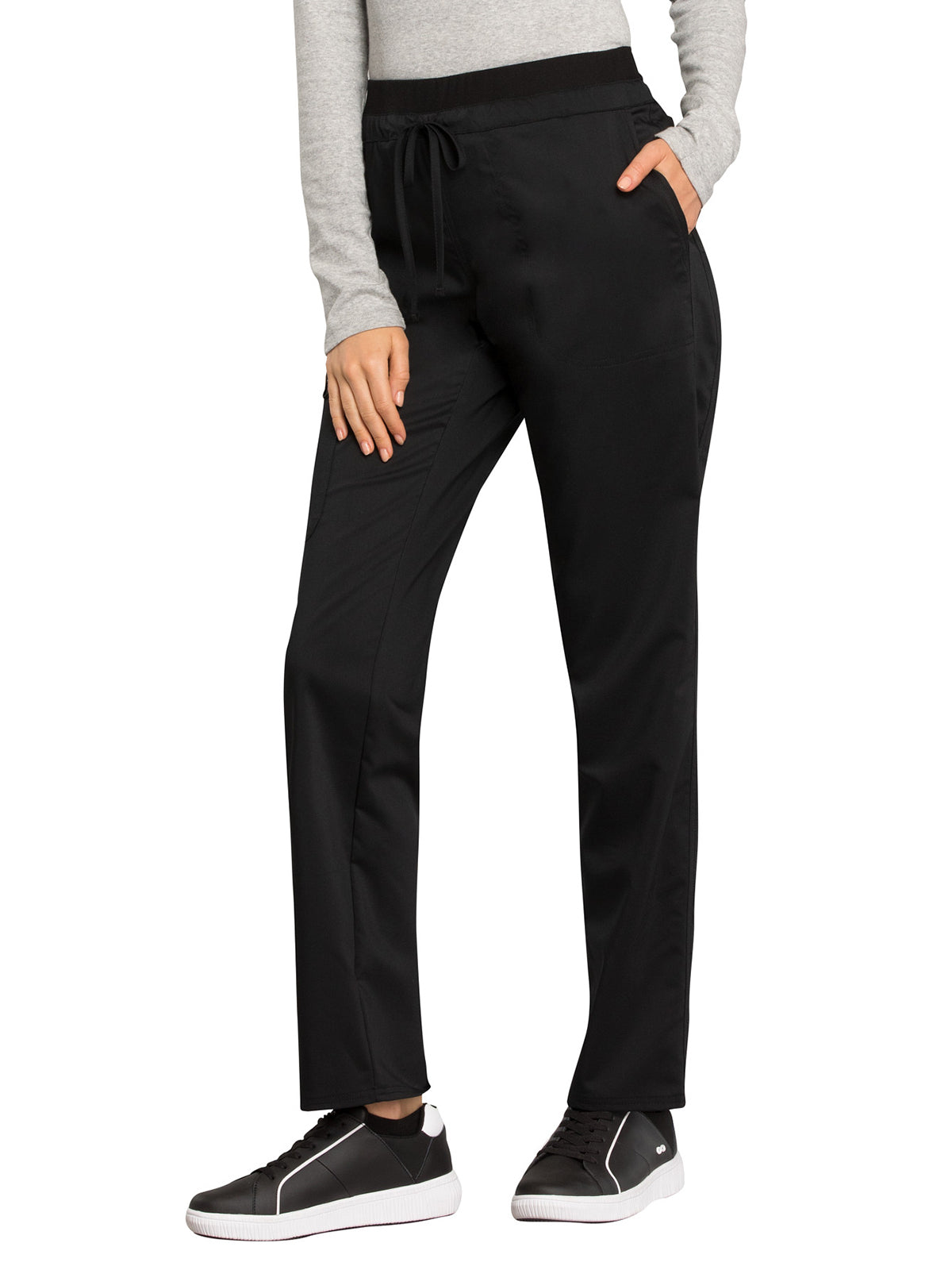 Women's 5-Pocket Tapered Leg Scrub Pant - WW105 - Black