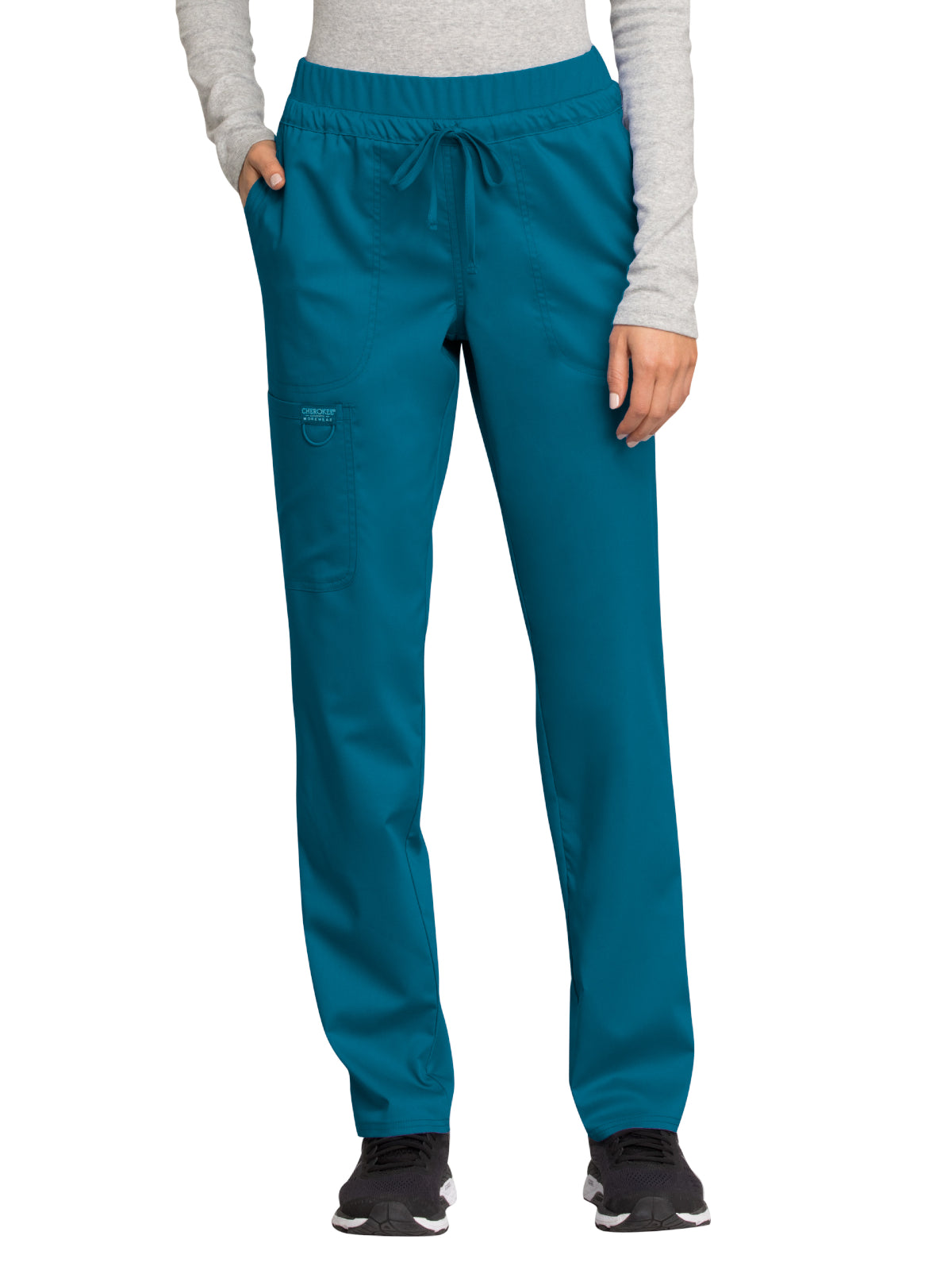 Women's 5-Pocket Tapered Leg Scrub Pant - WW105 - Caribbean Blue