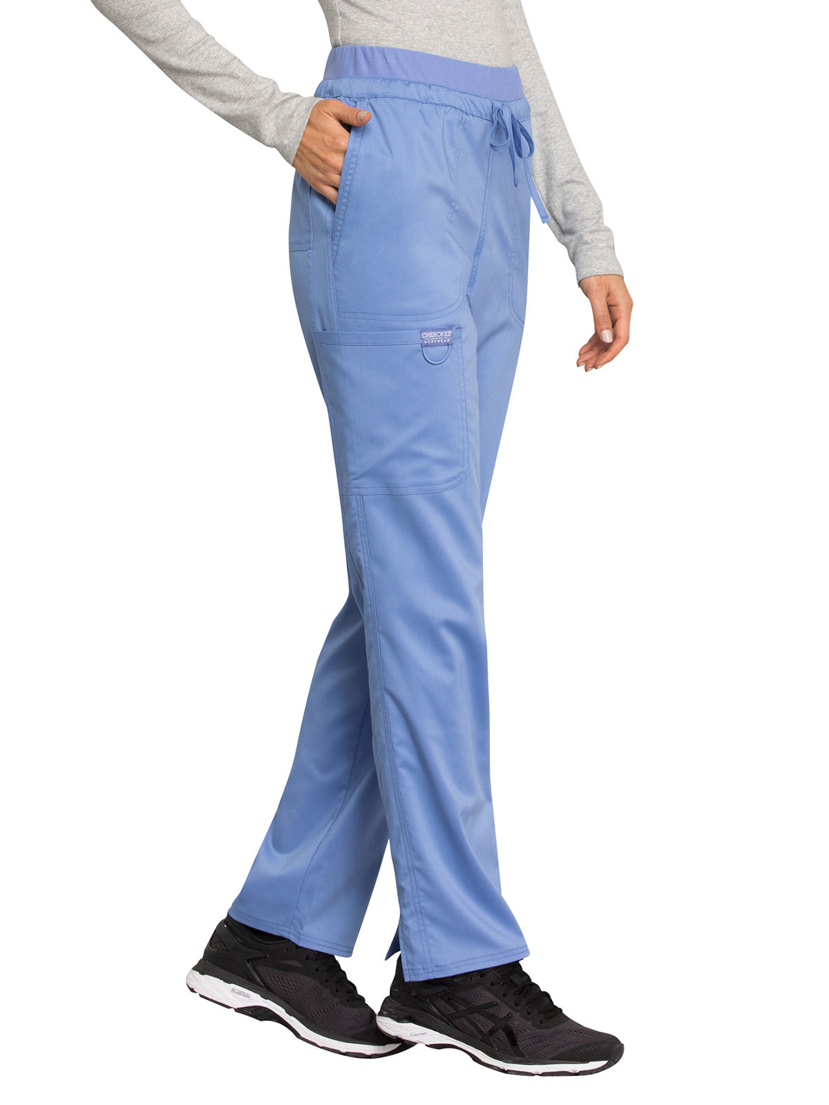 Women's 5-Pocket Tapered Leg Scrub Pant - WW105 - Ciel Blue