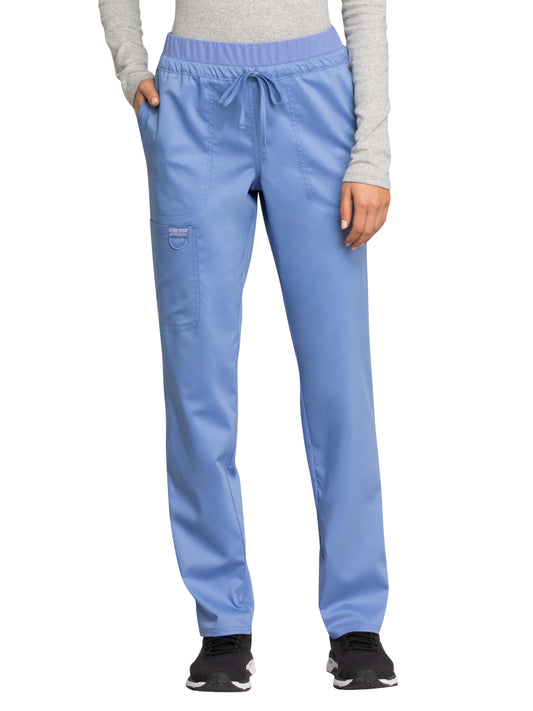 Women's 5-Pocket Tapered Leg Scrub Pant - WW105 - Ciel Blue