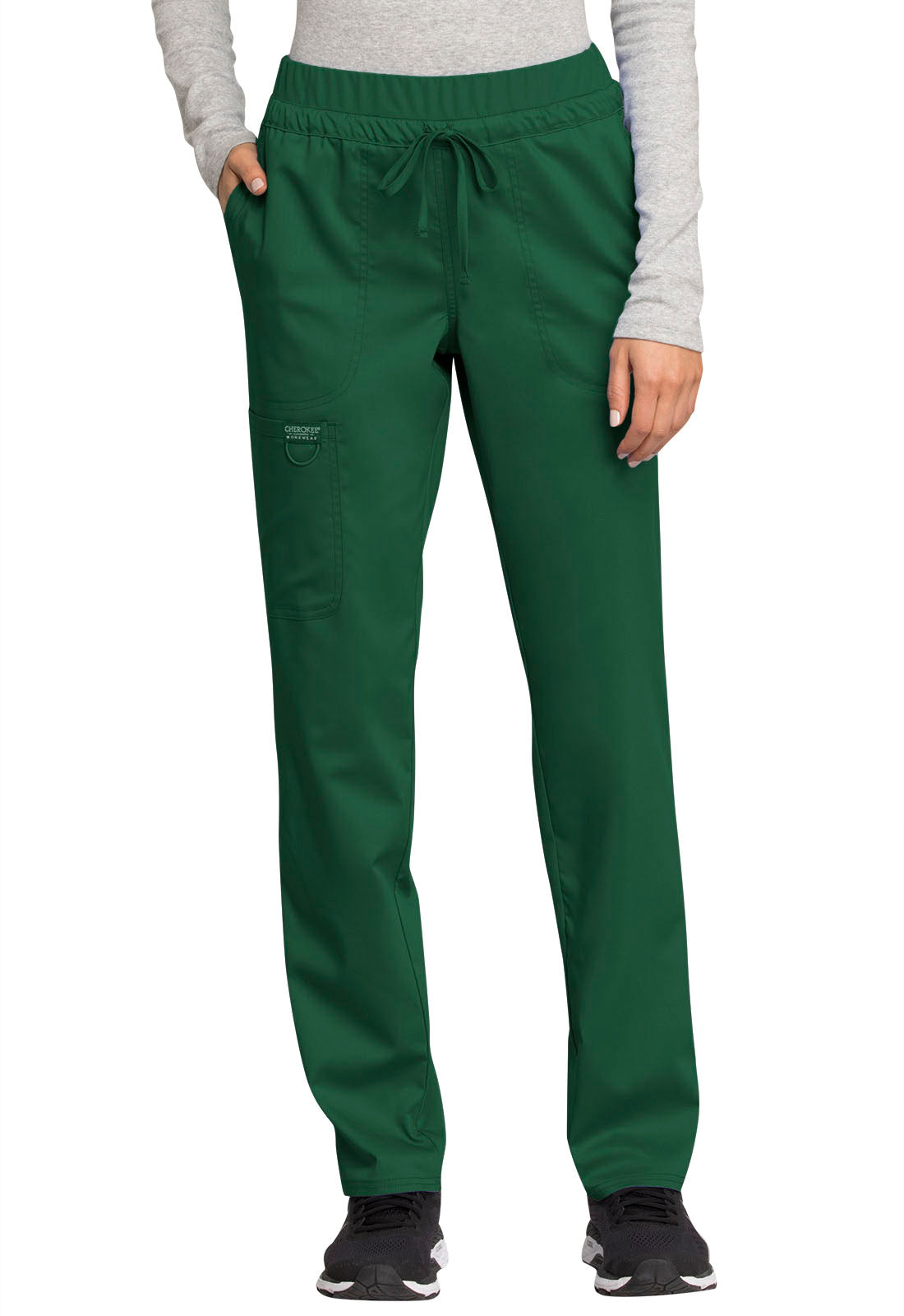 Women's 5-Pocket Tapered Leg Scrub Pant - WW105 - Hunter Green