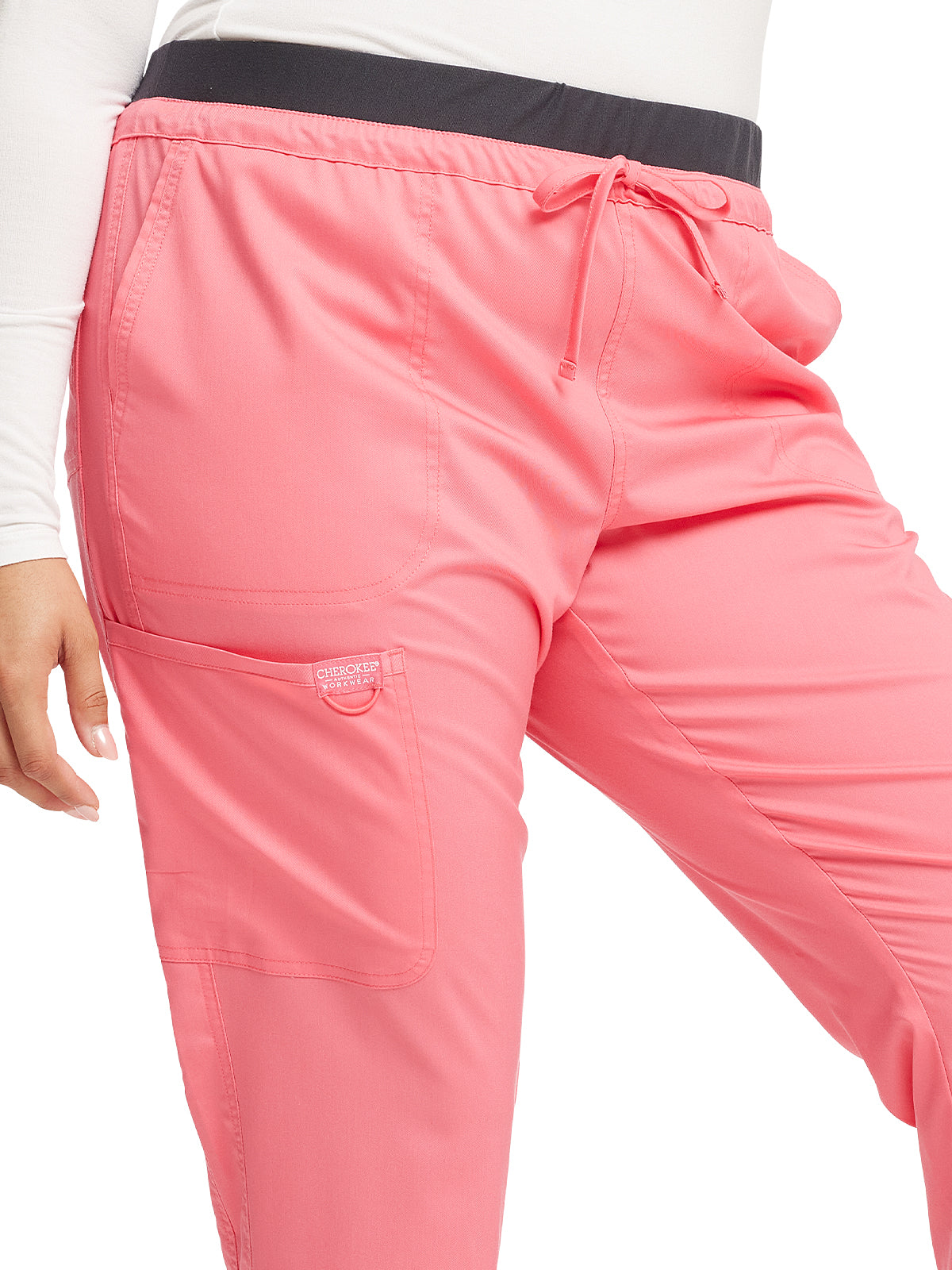 Women's 5-Pocket Tapered Leg Scrub Pant - WW105 - Pink Melon