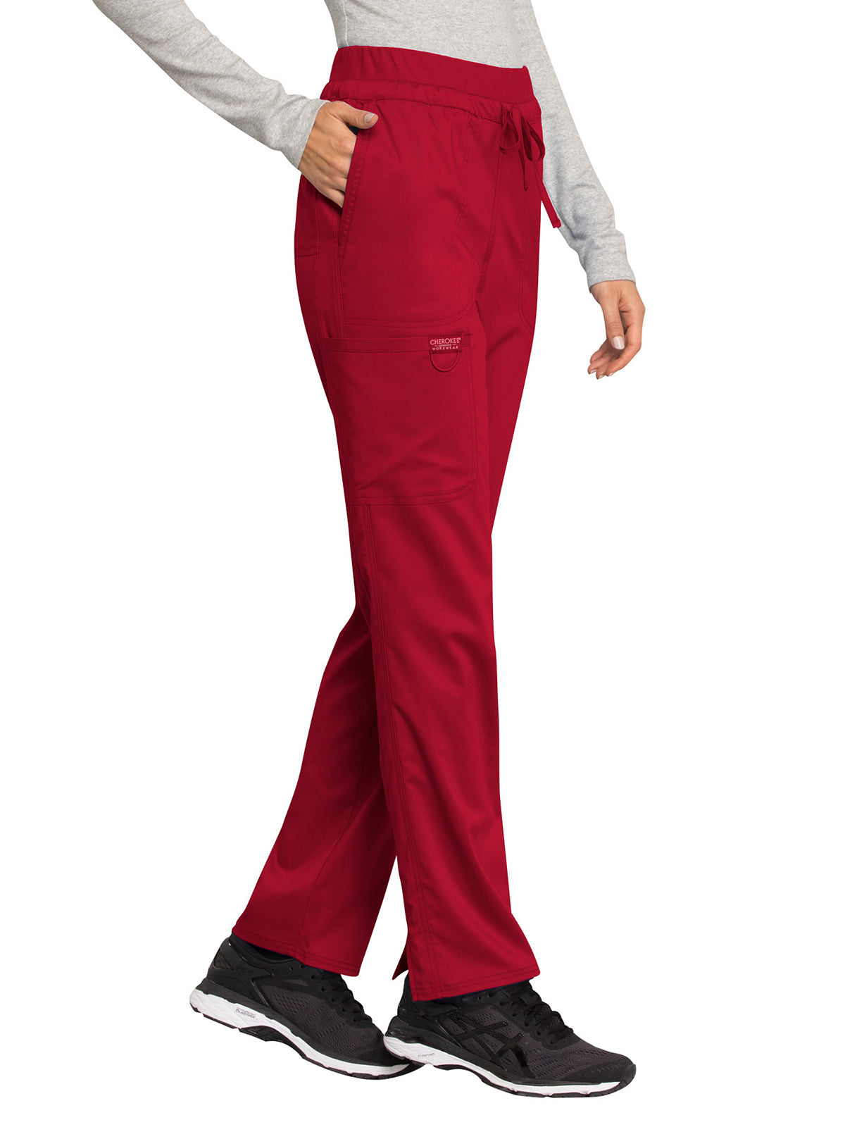 Women's 5-Pocket Tapered Leg Scrub Pant - WW105 - Red