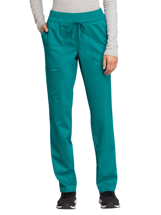 Women's 5-Pocket Tapered Leg Scrub Pant - WW105 - Teal Blue