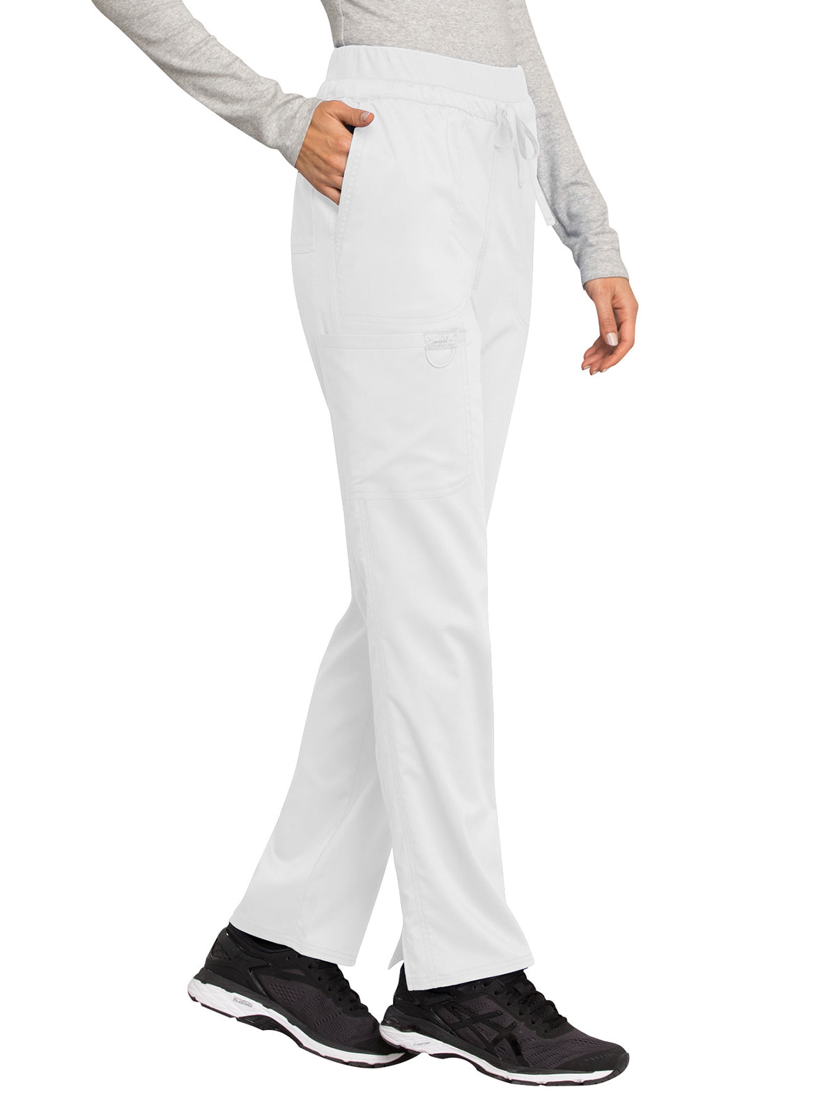 Women's 5-Pocket Tapered Leg Scrub Pant - WW105 - White