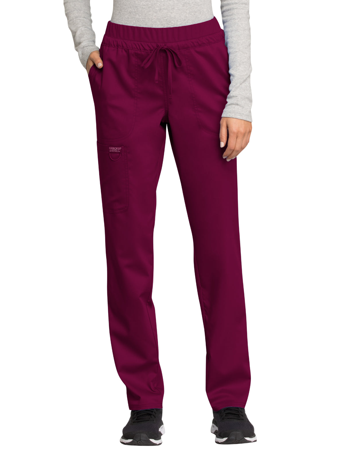 Women's 5-Pocket Tapered Leg Scrub Pant - WW105 - Wine