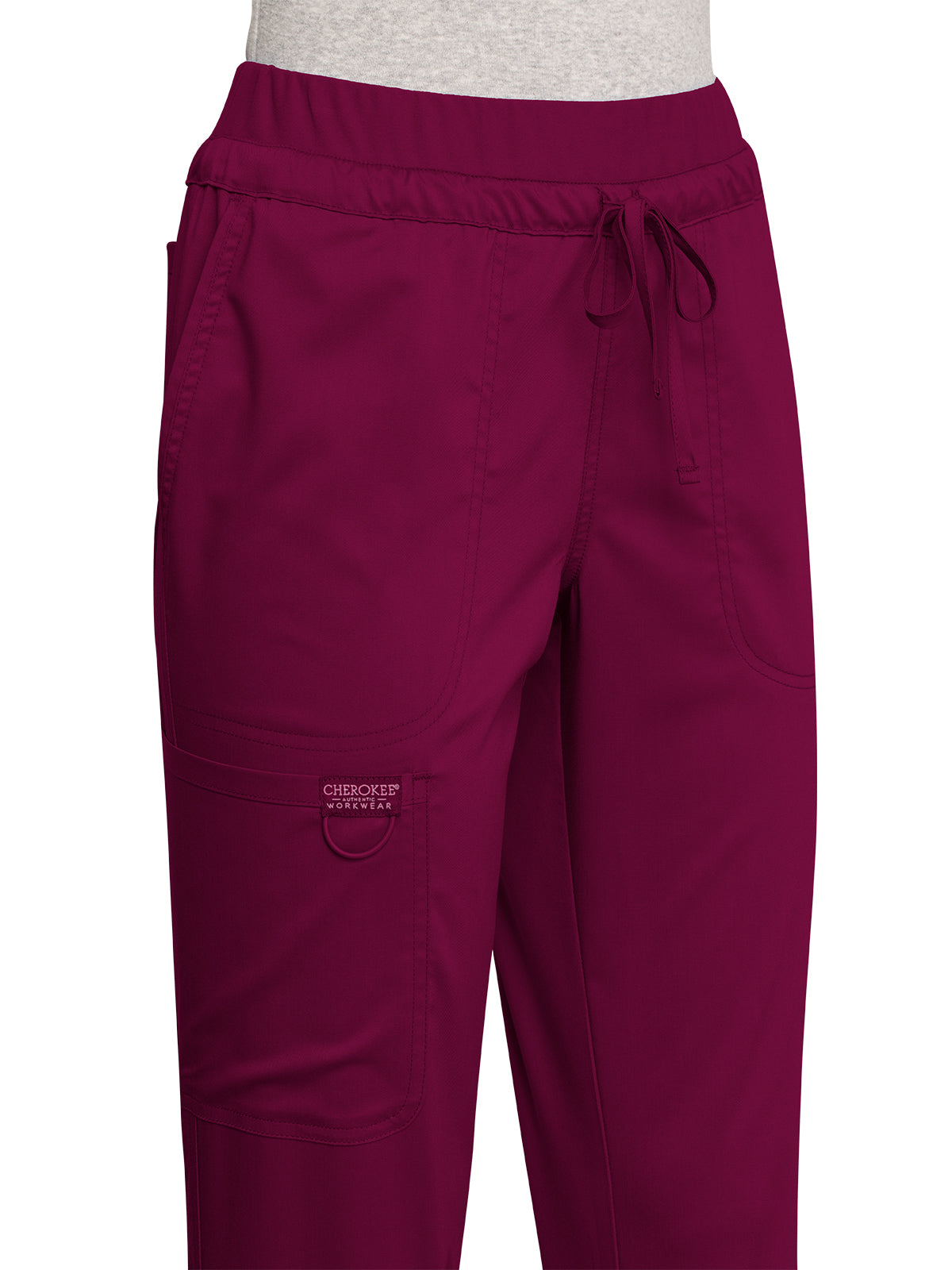 Women's 5-Pocket Tapered Leg Scrub Pant - WW105 - Wine