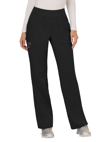 Women's 4-Pocket Mid Rise Straight Leg Pull-on Pant - WW110 - Black