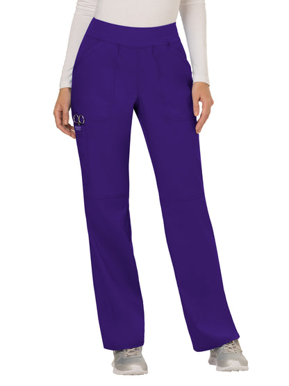 Women's 4-Pocket Mid Rise Straight Leg Pull-on Pant - WW110 - Grape