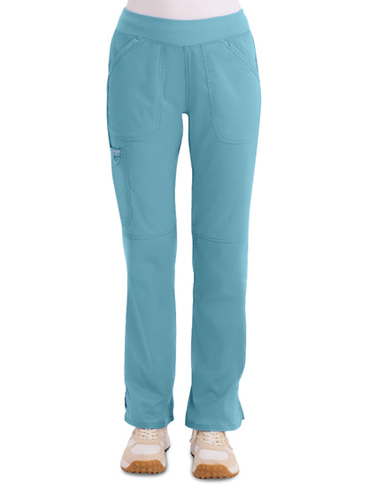 Women's 4-Pocket Mid Rise Straight Leg Pull-on Pant - WW110 - Soft Marine