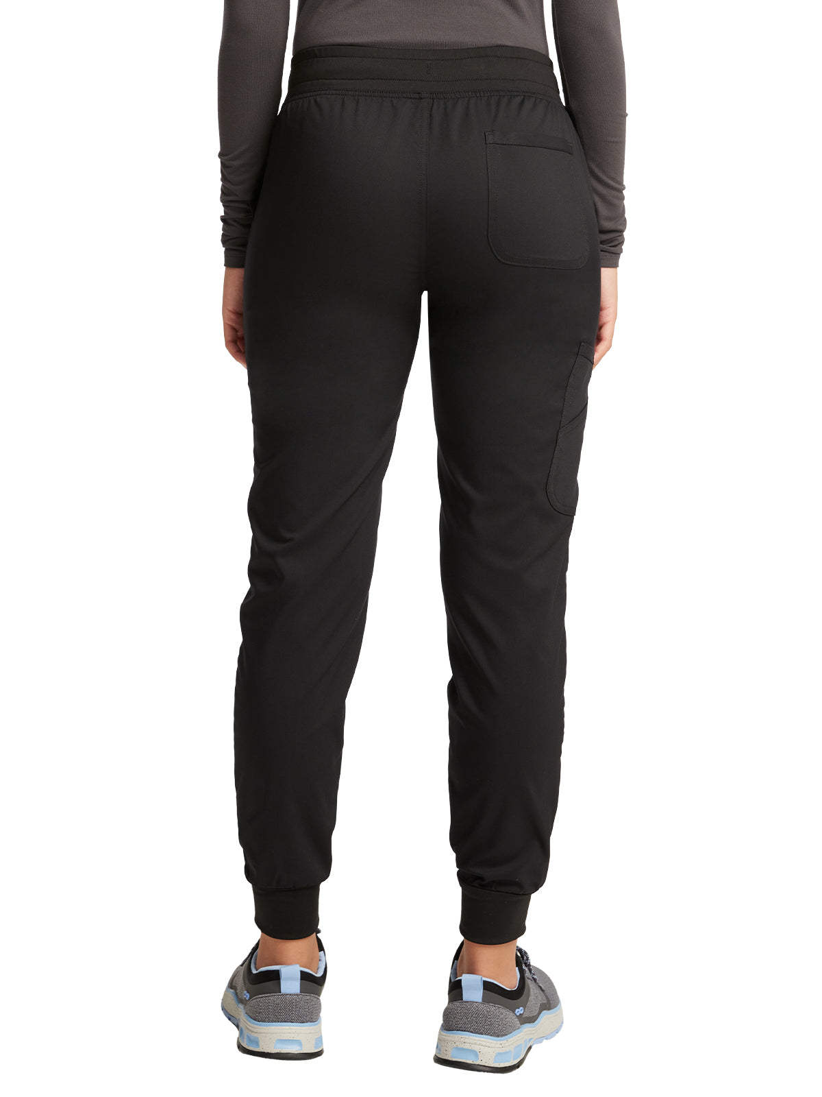 Women's 5-Pocket Mid Rise Jogger Scrub Pant - WW115 - Black