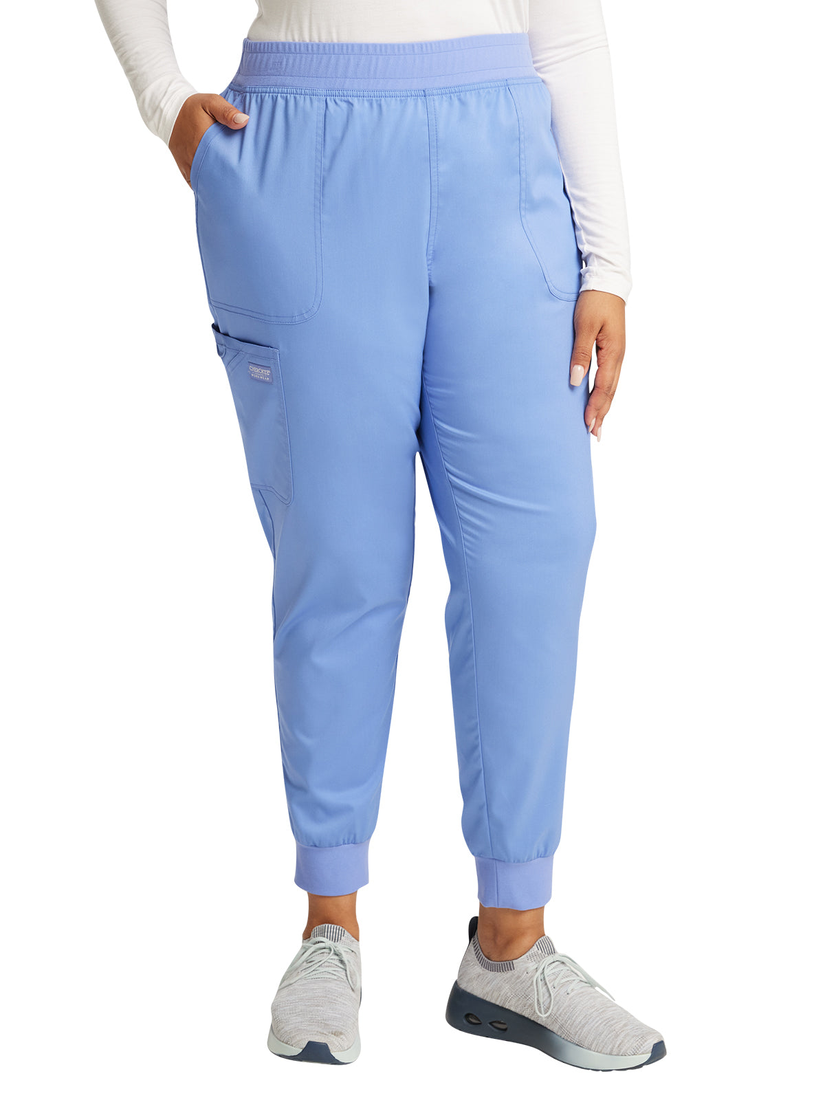 Women's 5-Pocket Mid Rise Jogger Scrub Pant - WW115 - Ciel Blue