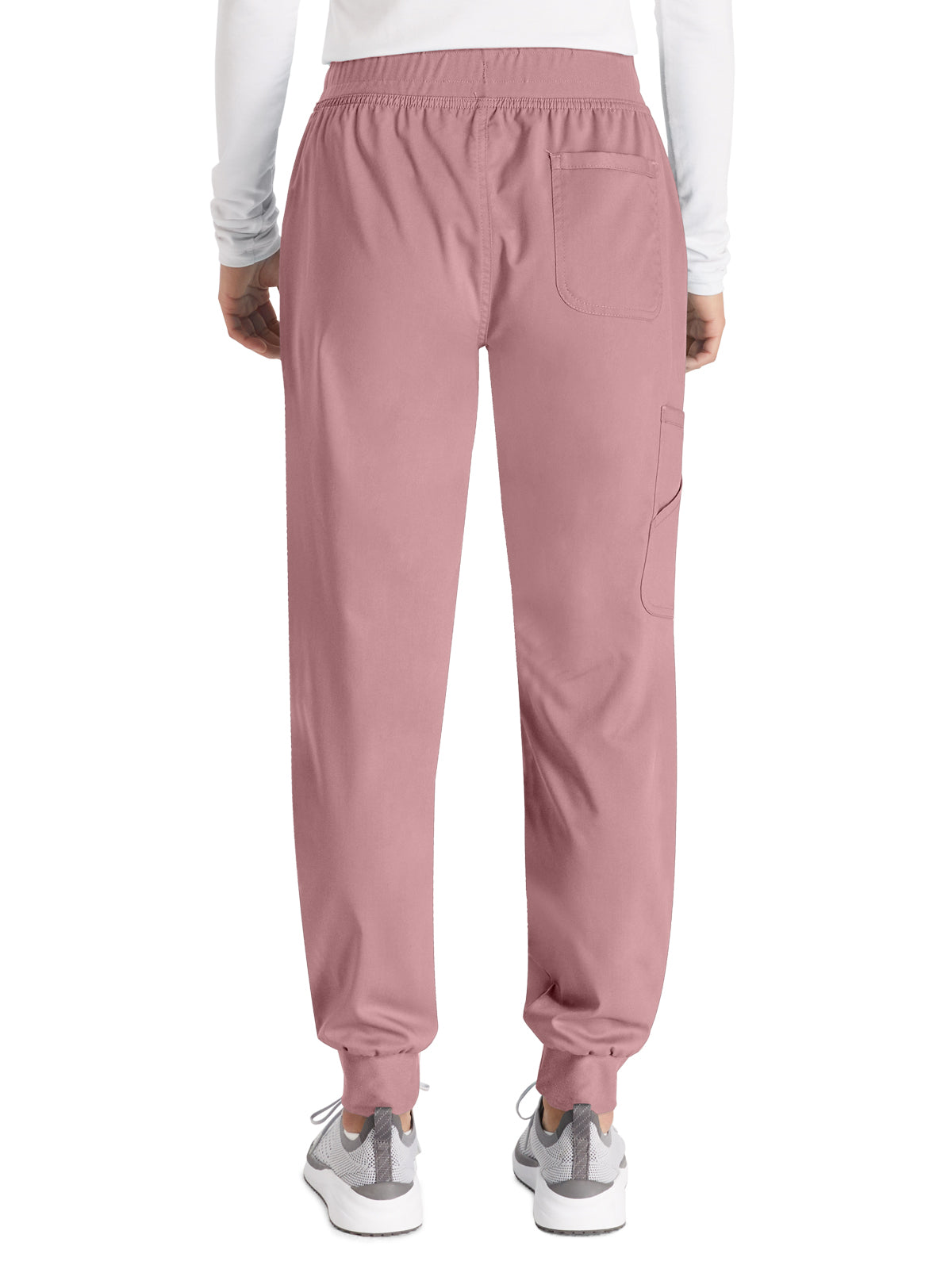 Women's 5-Pocket Mid Rise Jogger Scrub Pant - WW115 - Pink Essence