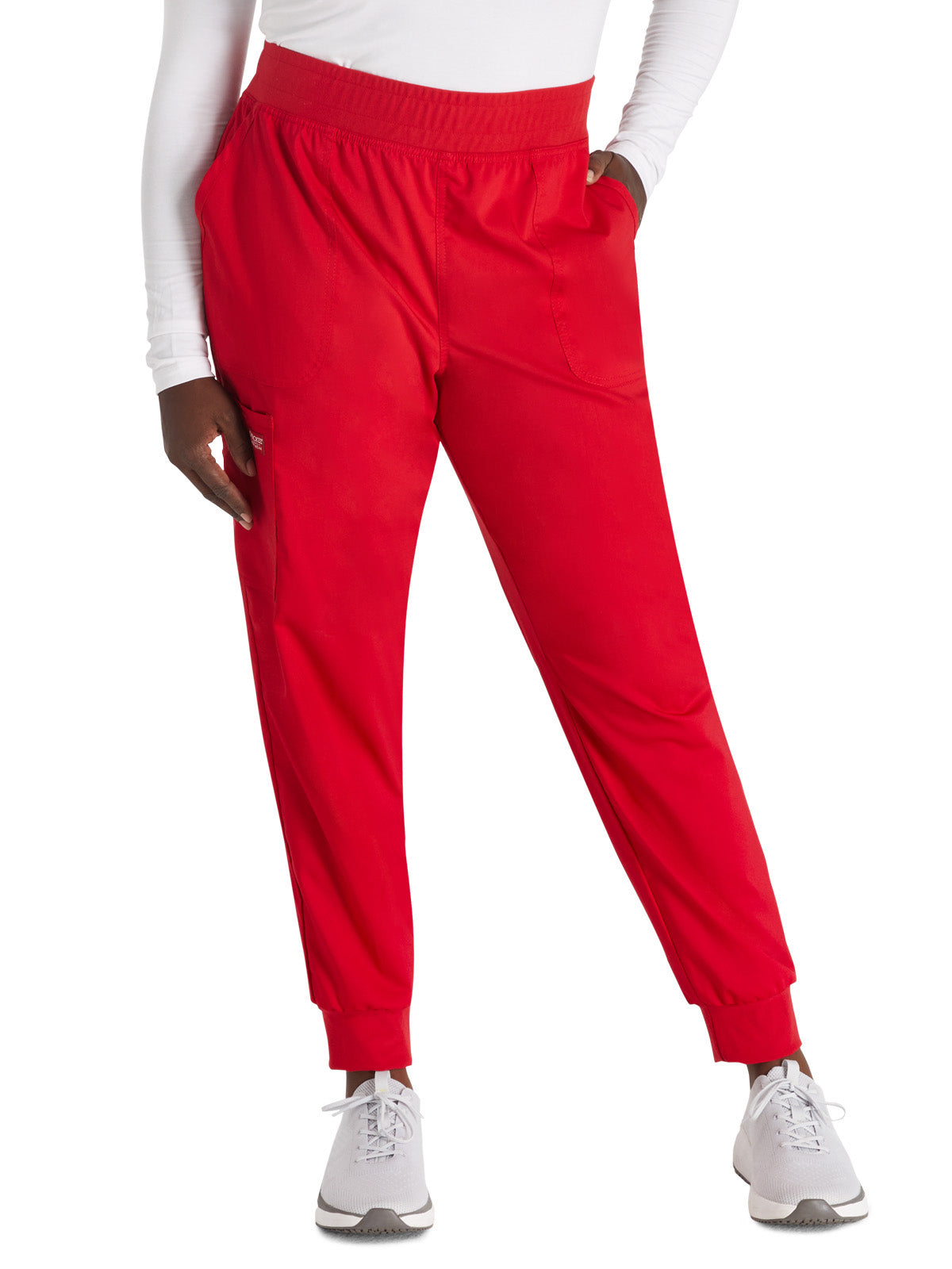 Women's 5-Pocket Mid Rise Jogger Scrub Pant - WW115 - Red