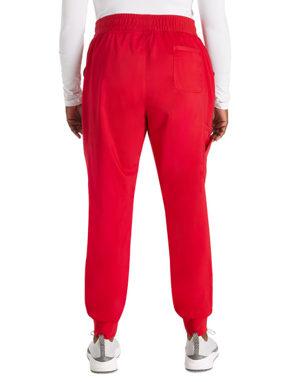 Women's 5-Pocket Mid Rise Jogger Scrub Pant - WW115 - Red