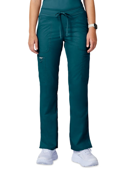 Women's 5-Pocket Mid Rise Drawstring Pant - WW120 - Caribbean Blue