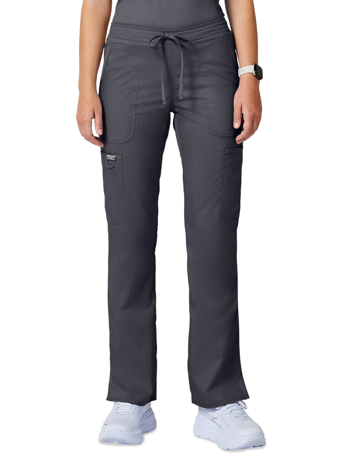 Women's 5-Pocket Mid Rise Drawstring Pant - WW120 - Pewter