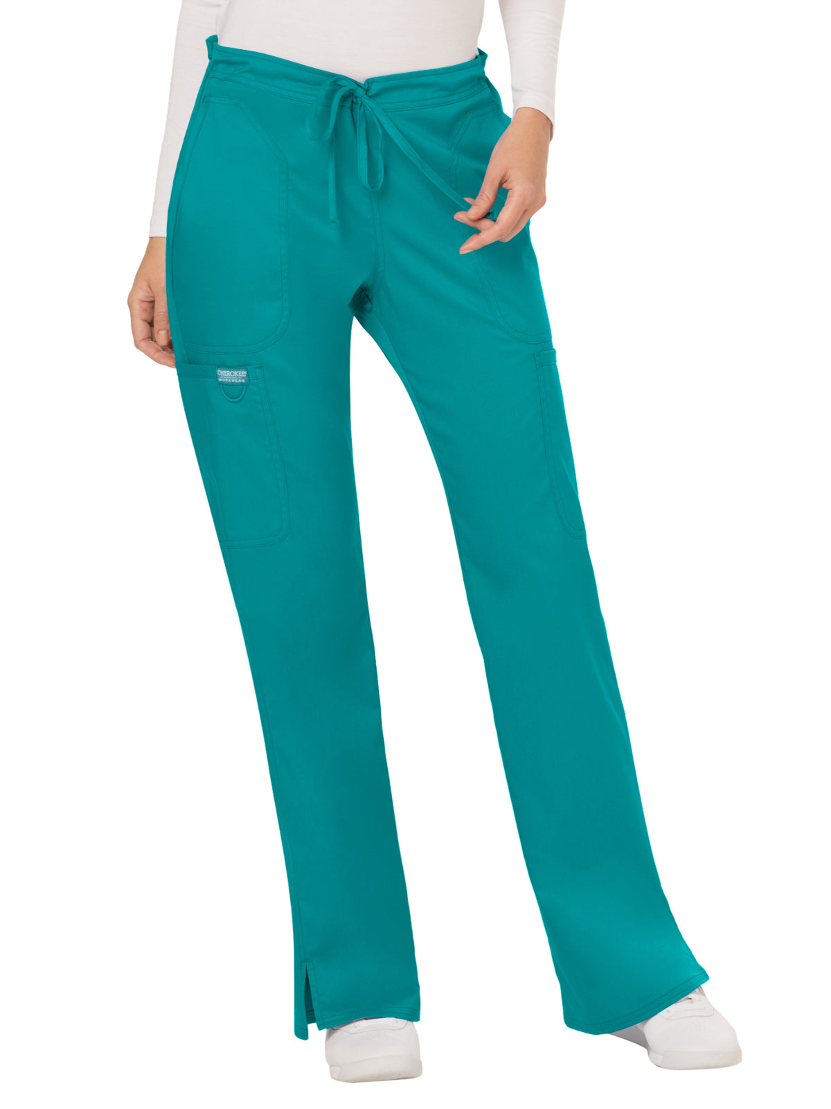 Women's 5-Pocket Mid Rise Drawstring Pant - WW120 - Teal Blue