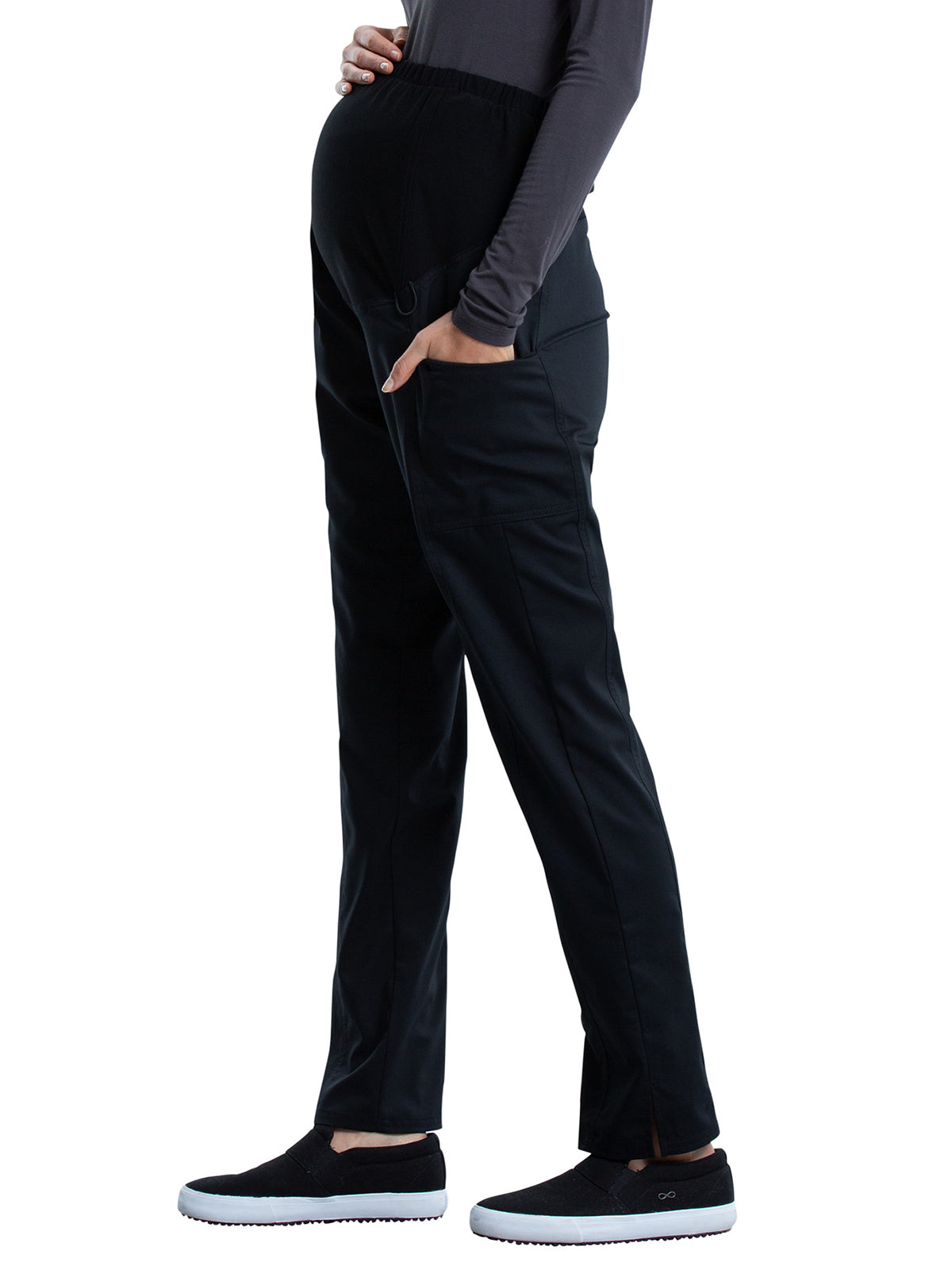 Women's 3-Pocket Maternity Straight Leg Scrub Pant - WW155 - Black