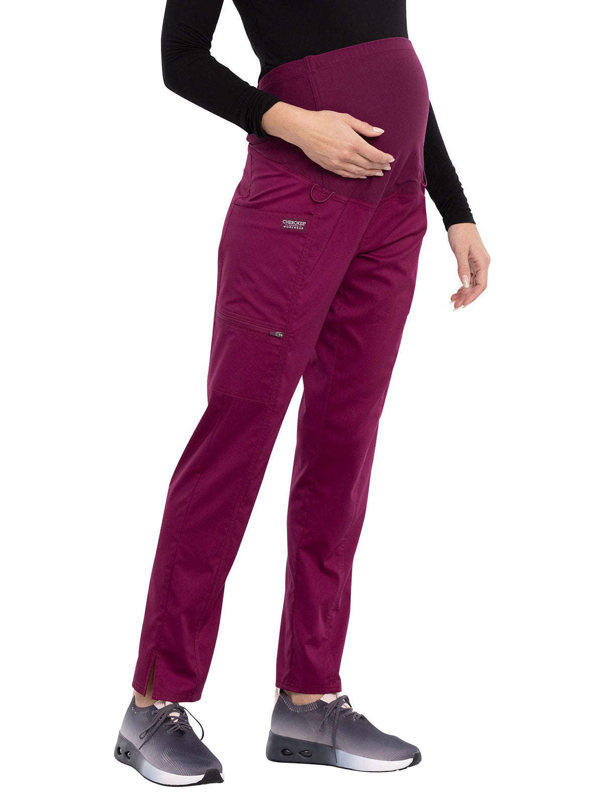 Women's 3-Pocket Maternity Straight Leg Scrub Pant - WW155 - Wine