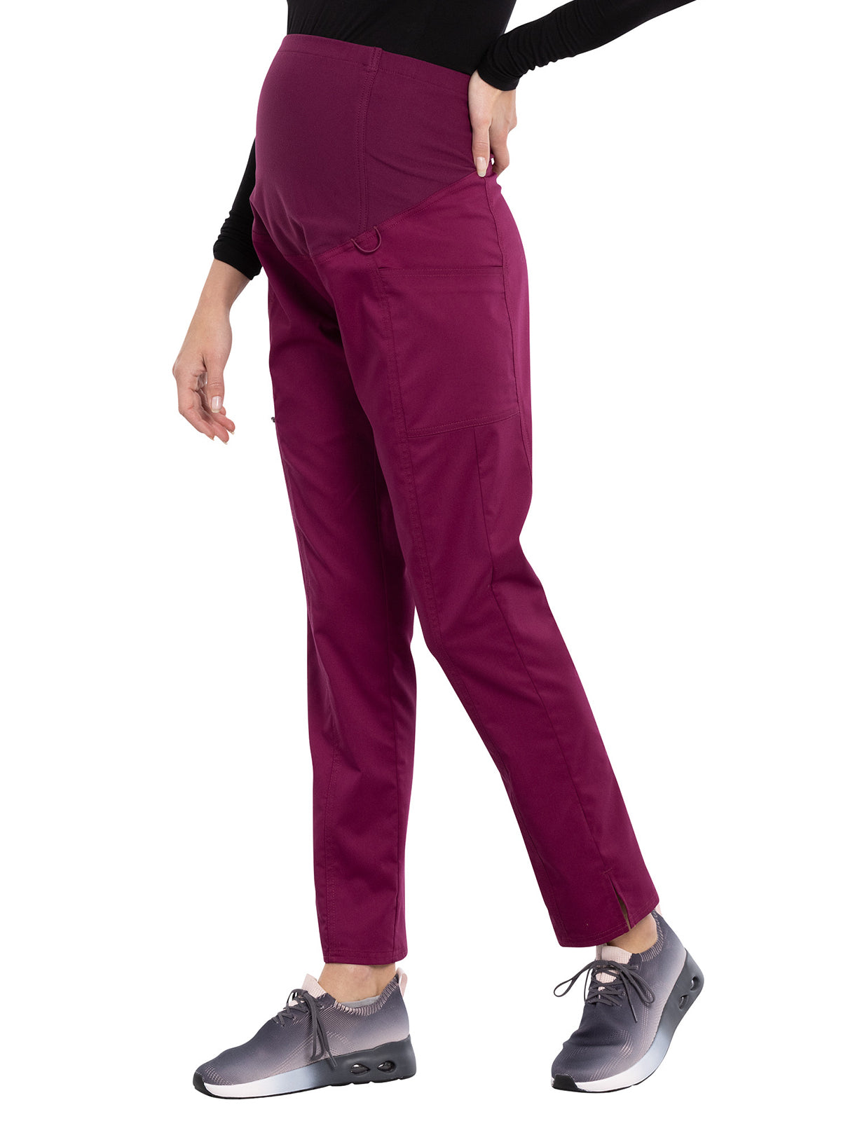 Women's 3-Pocket Maternity Straight Leg Scrub Pant - WW155 - Wine