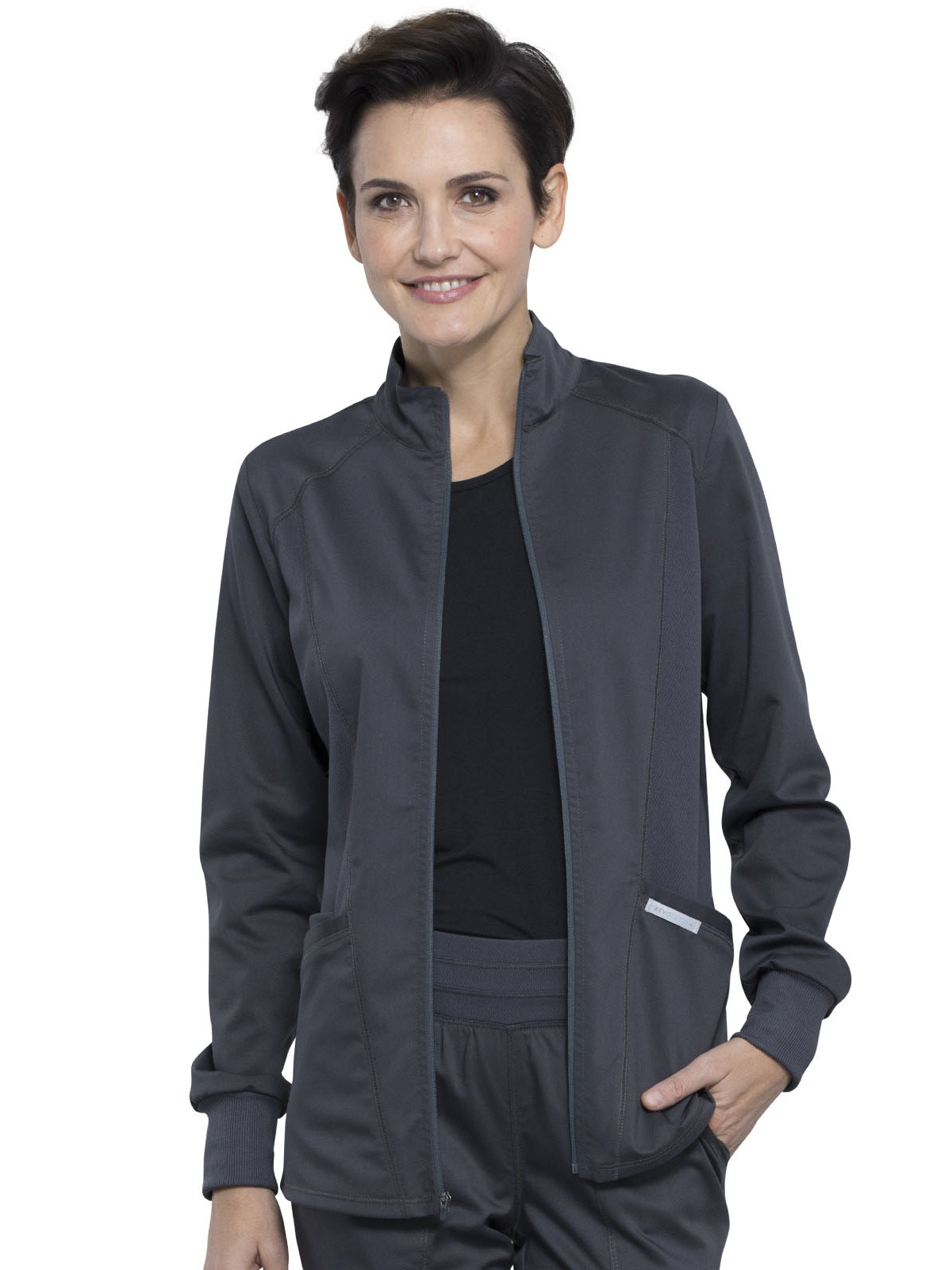 Women's 2-Pocket Zip Front Jacket - WW301 - Pewter