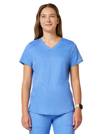 Women's 2-Pocket V-Neck Top - WW601 - Ciel Blue