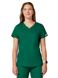 Women's 2-Pocket V-Neck Top - WW601 - Hunter Green