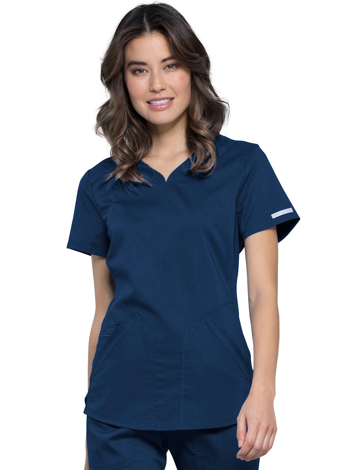 Women's 2-Pocket V-Neck Top - WW601 - Navy