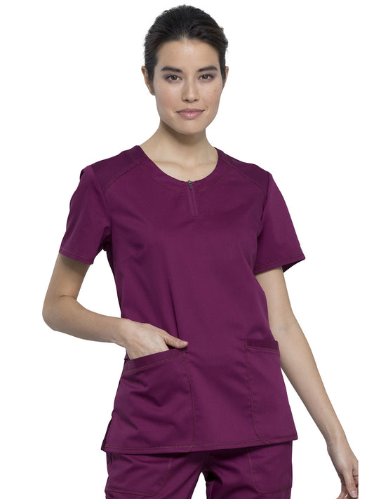 Women's 3-Pocket Round Neck Top - WW602 - Wine