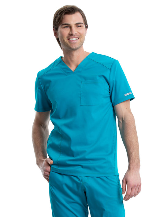 Men's 2-Pocket V-Neck Top - WW603 - Teal Blue