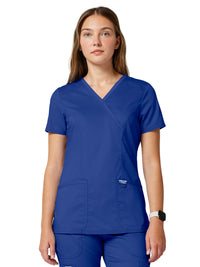 Women's 2-Pocket Mock Wrap Top - WW610 - Galaxy Blue