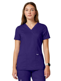 Women's 2-Pocket Mock Wrap Top - WW610 - Grape